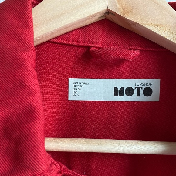 Topshop MOTO Boxy Red Denim Jacket - Picture 3 of 8